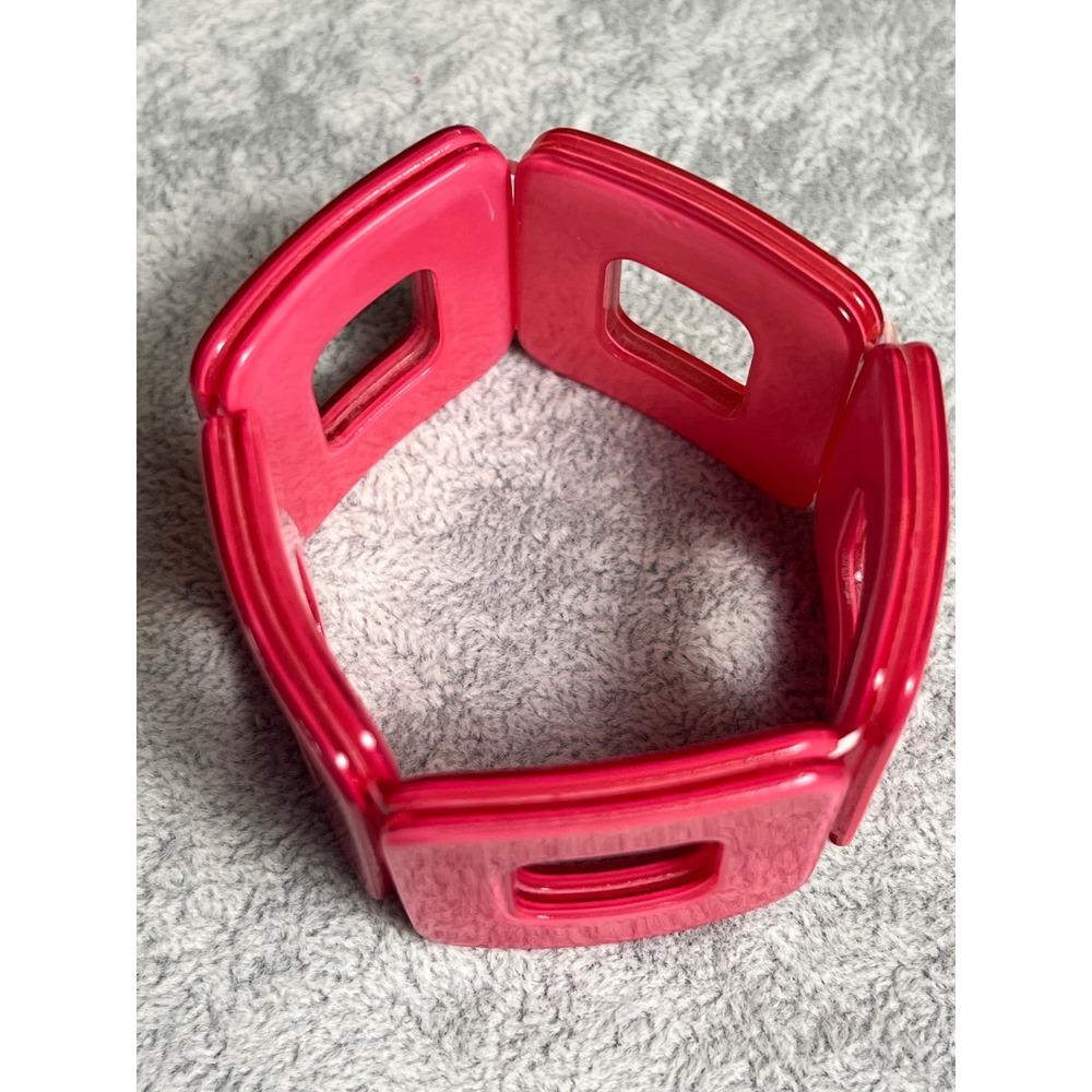 Miranda Hot Pink Geometric Square Link Stretch Bracelet Retro Resin Accrylic - Picture 5 of 7
